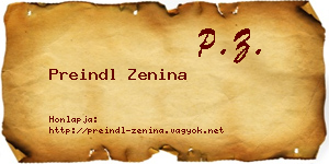 Preindl Zenina névjegykártya